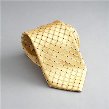 Checked Silk Tie, Yellow, large