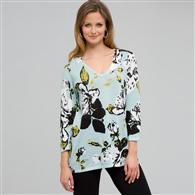 Printed V-Neck Pullover, seamist combo, medium