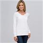 Long Sleeve V-Neck Top, White, small