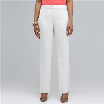 Washable Linen Slim Pant, White, large