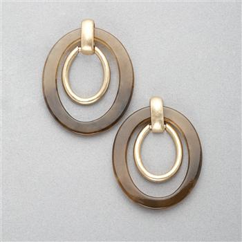Double Hoop Clip On Earring, Gold, large