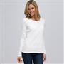 Long Sleeve Crew Neck, White, small