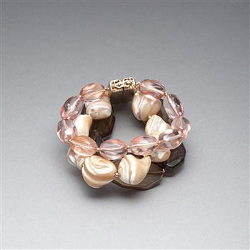 Pink and Brown Bracelet, Gold, large