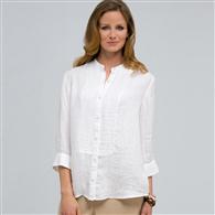 Pleated Button Down, White, medium