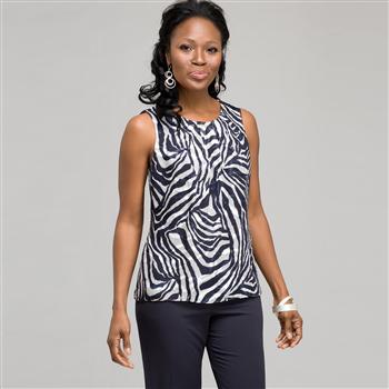 Sleeveless Zebra Print Blouse, , large