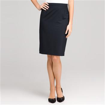 Washable Wool Classic Straight Skirt , Navy, large