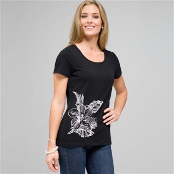 Short Sleeve Crew Neck, Black & White, large