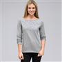 Long Sleeve Embellished Boat Neck Top, Grey Heather, small