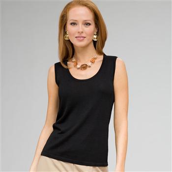 Scoop Neck Shell, Black, large