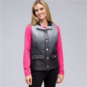 Mock Neck Quilted Vest, Black Multi, large