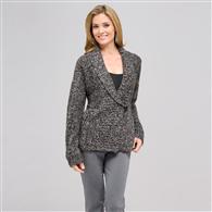 Long Sleeve Dolman Wrap Cardigan, Black & Sugar, medium