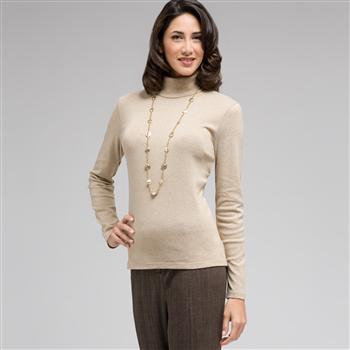 Long Sleeve Turtleneck Top, Panama Khaki, large