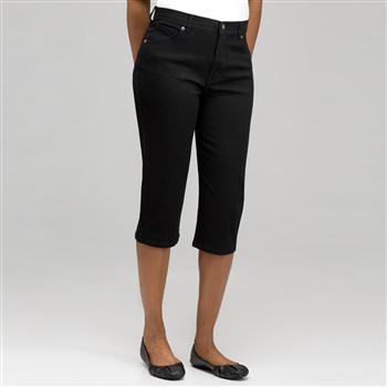 Classic Denim Straight Leg Capri, Black, large