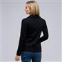 Long Sleeve Ruffle Front Cardigan, Black, small